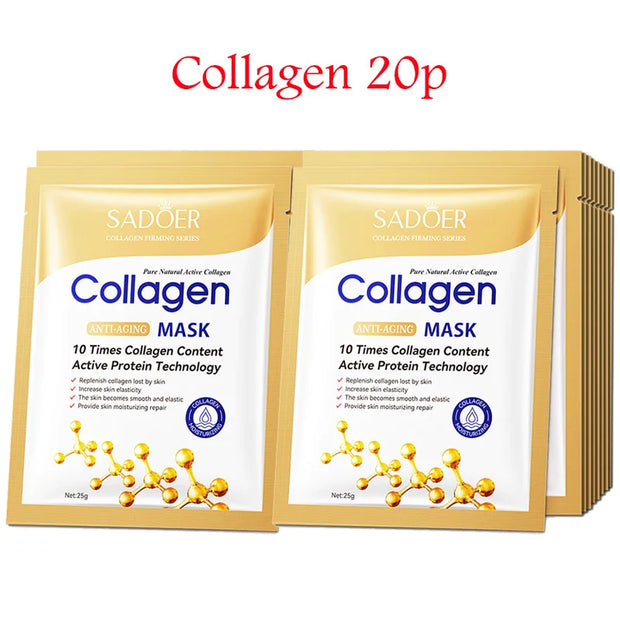 20 Pcs Hyaluronic Acid Collagen Face Mask